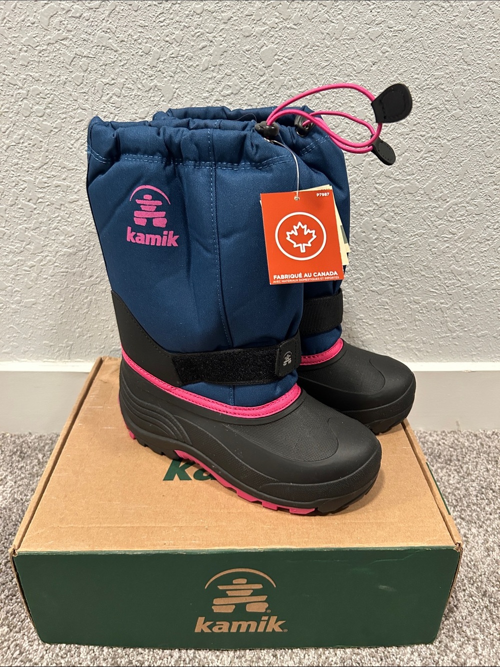 Kamik Navy & Pink Waterproof Snow Boots 6
